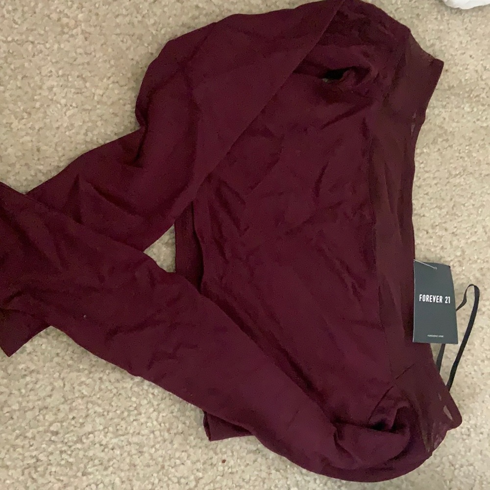 Long sleeve Burgundy crop top
